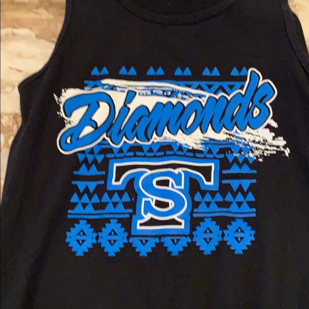 Twist & Shout Diamonds sponsor tank top.